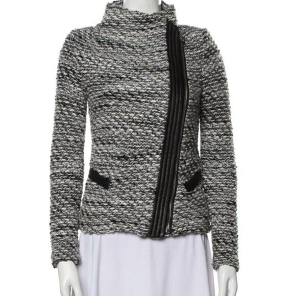 𝅺IRO Noaphina Tweed Leather Trim Coat - Picture 1 of 9